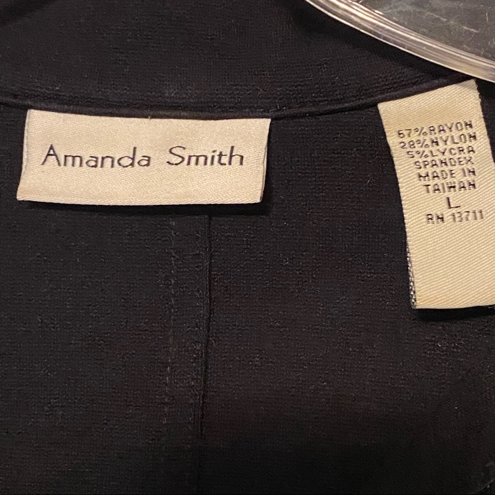 Amanda Smith Jacket Mini Black Short Large Stylish Party White Stitching Thread - Picture 2 of 6